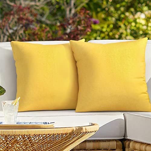 Pack Of 2 Waterproof Outdoor Pillow Covers 18x18 Inch Yellow
