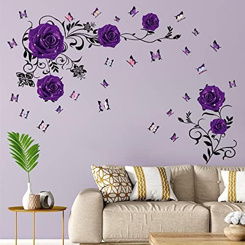 Supzone Purple Rose Wall Sticker Decal Art