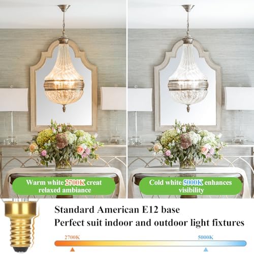 GoBright Dimmable E12 LED Bulbs 12-Pack 60W Equivalent