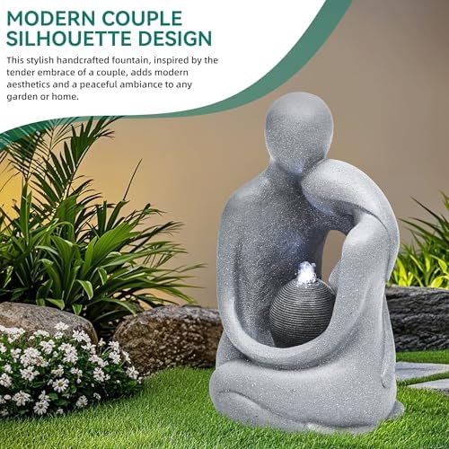 21 Tabletop Fountain with Artistic Couple Statue