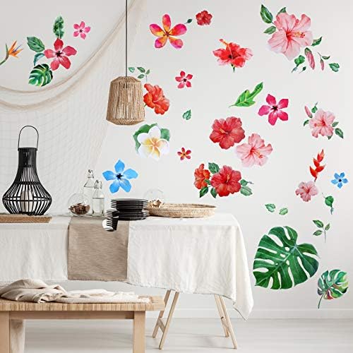 66 Piece Tropical Leaf Wall Decals for Bedroom and Living Room
