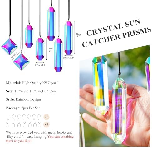7 Piece Rainbow Crystal Sun Catcher Set