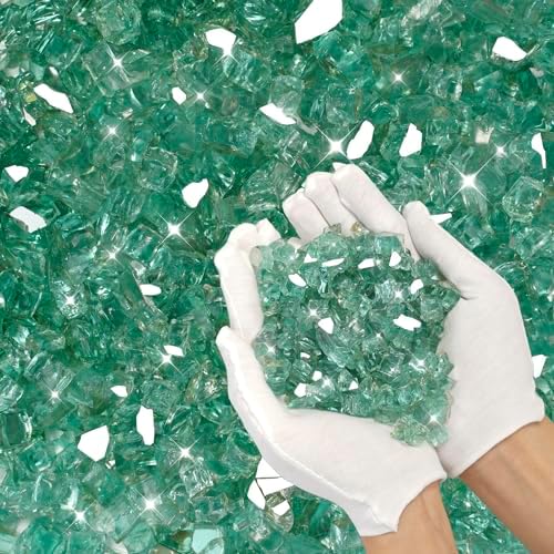 Skyflame 10-Pound Fire Glass with Light Green Reflective Finish