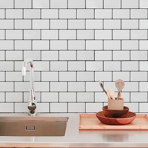 Art3d 10-Sheet White-Black Backsplash Tile for Kitchen and Bathroom