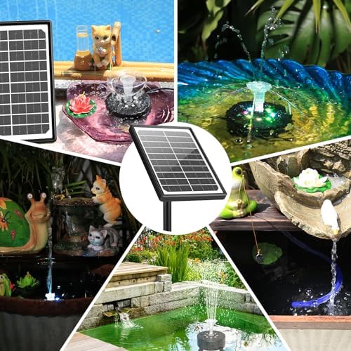 AISITIN 10W Solar Fountain with LED Lights and 4400mAh Battery