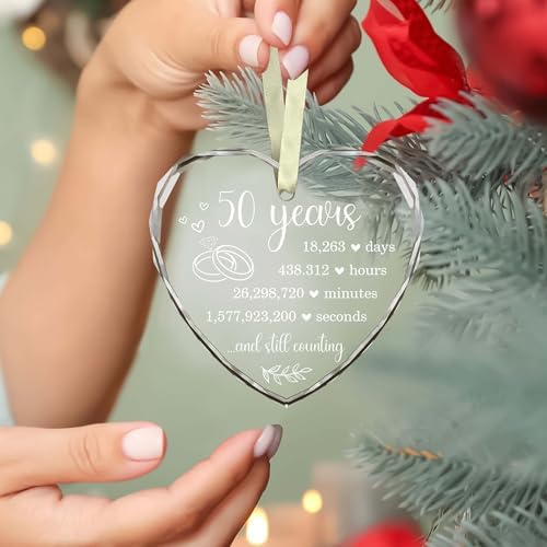 BSQUIELE 50th Wedding Anniversary Glass Ornament