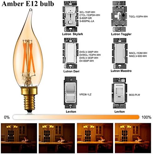 LiteHistory Dimmable 4W 2200K Amber LED Bulb E12 6Pack