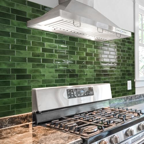 Art3d 10-Sheet Jade Green Peel and Stick Wall Tiles