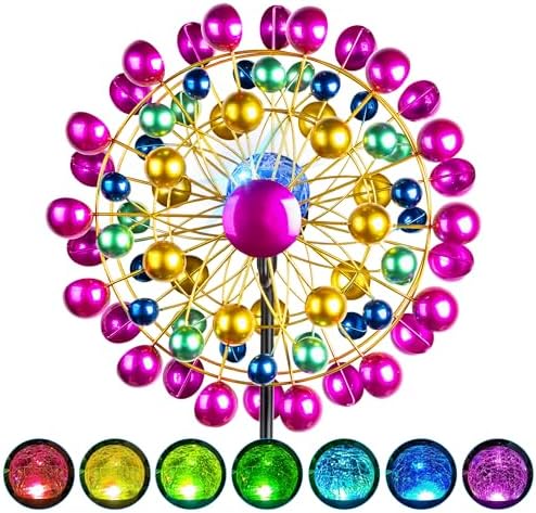 Ferris Wheel Wind Spinner with Solar Light for Garden