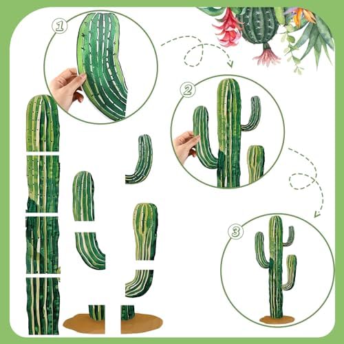 2 Pcs 6 Feet Jointed Cactus Wall Sticker