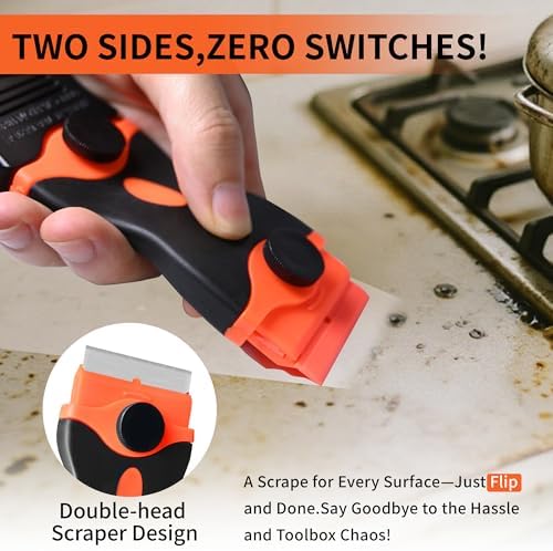 2 Pack Razor Scrapers with 50 Blades and 3 Wire Brushes Set