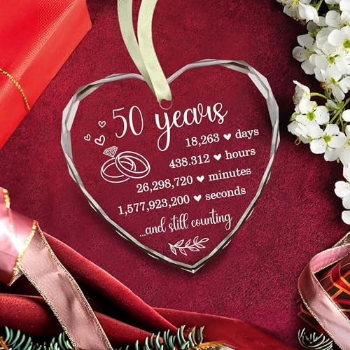 BSQUIELE 50th Wedding Anniversary Glass Ornament