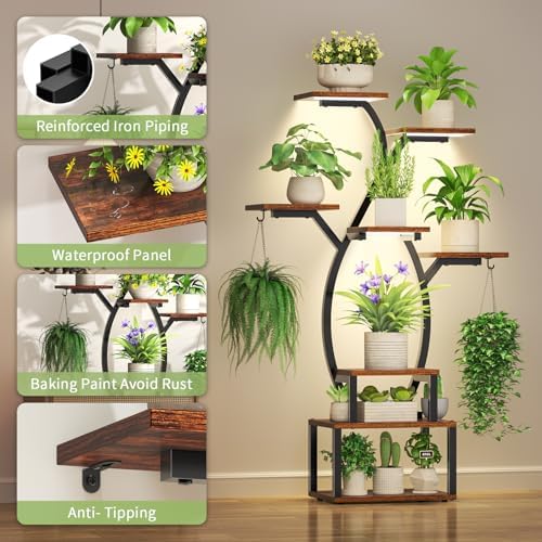 Uneedem 8 Tier Plant Stand with Grow Light