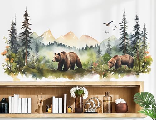 Large Jungle Animals Forest Tree Wall Decal - 2 Bears