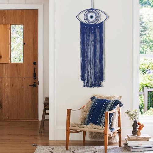 Handcrafted Boho Dreamcatcher Wall Hanging with Evil Eye