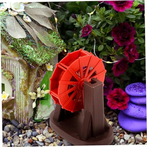 Cabilock Plastic Water Wheel Fountain Decor Red