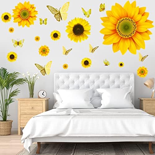 39 Pcs 3D Sunflowers and Butterfly Wall Decals