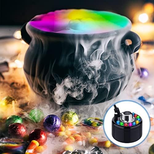 3 Pcs Halloween Mist Maker Foggers with LED Lights Black