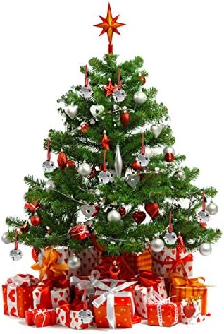 20pcs Silver Glitter Jingle Bells for Christmas Tree Decor