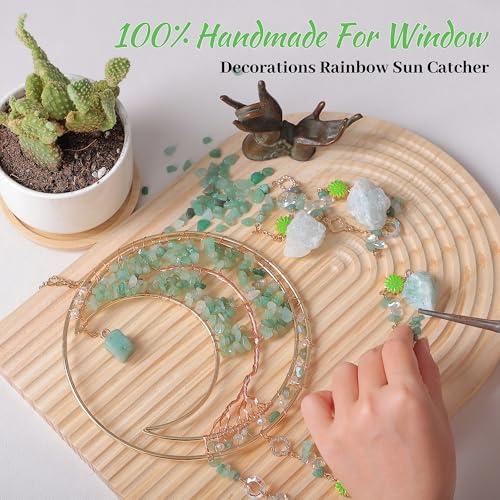 Dreamsum Dream Catcher with Green Fluorite Crystal Wall Decor