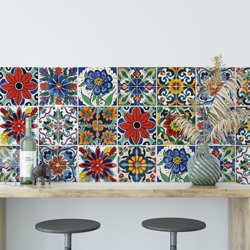 30 Pcs Mediterranean Style Peel and Stick Wall Tile Decals