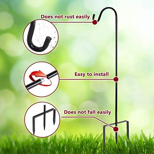 2 Pack Shepherd Hook 31 Inch Black Heavy Duty