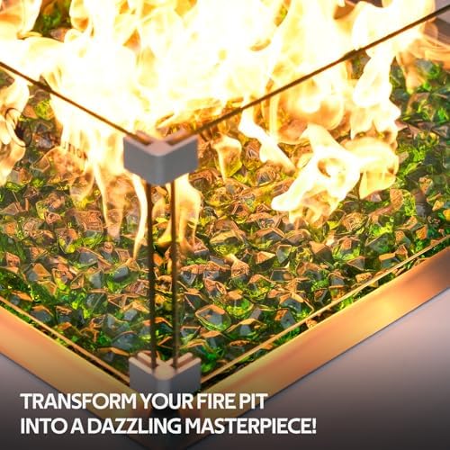 Mr Fireglass 12-Inch Polygon Fire Glass Emerald Green 10 Pounds