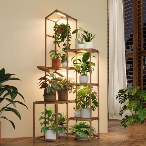 Bamworld Roof-Shaped Plant Stand with Grow Lights