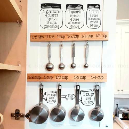 ToolsSide Kitchen Measurement Conversion Chart - Clear Vinyl Decals for Cooking Precision