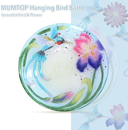 MUMTOP Hanging Bird Bath - 12 Inch Outdoor Decor
