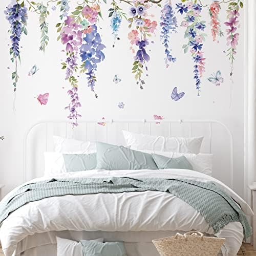 Zonon 6 Pcs Colorful Dragonflies Flowers Wall Decals