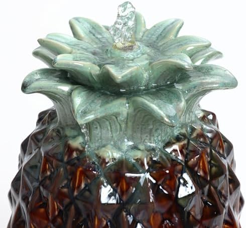 LuxenHome Tabletop Water Fountain 17 Inch Pineapple