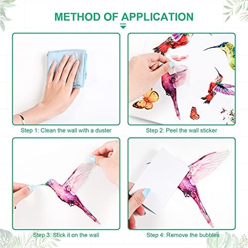 Zonon Colorful Hummingbird Wall Decals Peel and Stick