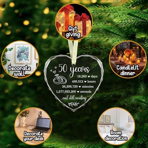 BSQUIELE 50th Wedding Anniversary Glass Ornament