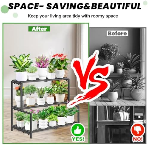 3 Tier Stair Style Metal Plant Stand for Indoor Outdoor