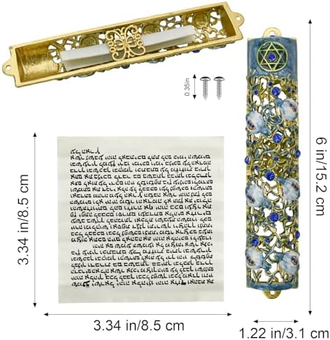 MrMrKura Mezuzah Scroll Door Ornament White Blue 122x598 In