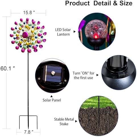 Ferris Wheel Wind Spinner with Solar Light for Garden