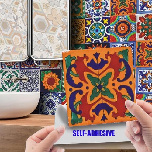 24Pcs Tile Stickers Bohemian Style Peel and Stick Wall Decor