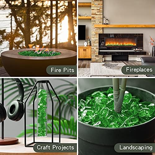 Mr Fireglass 12-Inch Polygon Fire Glass Emerald Green 10 Pounds