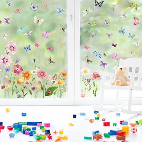 Flowers Butterflies Wall Decals for Girls Bedroom Decor