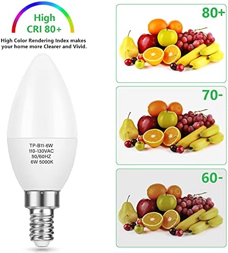 MAXvolador 12-Pack E12 Candelabra LED Bulbs 60W Equivalent