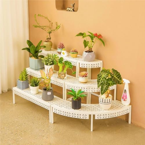 3 Tier Plant Stand with Corner Design and Metal Frame