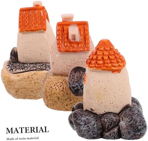 3pcs Miniature Resin House Decor for Terrarium and Garden