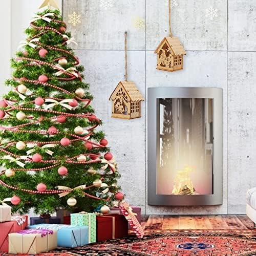 Uonlytech Glowing Christmas Wooden Pendant with Santa Bell Design