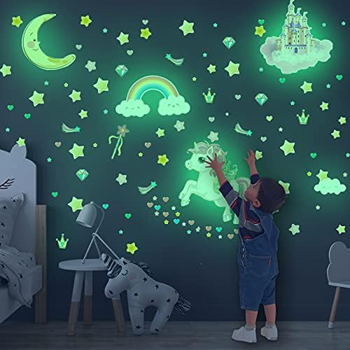 Glow in The Dark Stars and Unicorn Wall Decals 174pcs