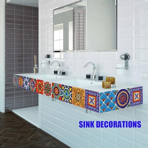 24Pcs Tile Stickers Bohemian Style Peel and Stick Wall Decor