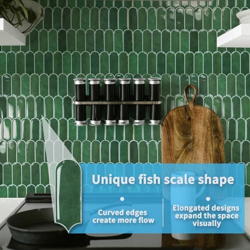 Art3d 10-Sheet Peel and Stick Backsplash Tiles 12x12 Green Marble