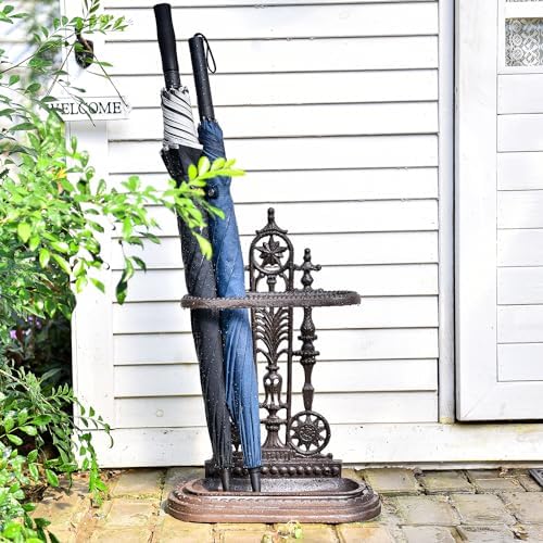 Sungmor Royal Style Cast Iron Umbrella Stand with Drip Tray