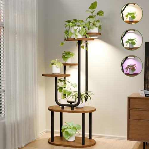 6 Tier Indoor Plant Stand with Grow Lights