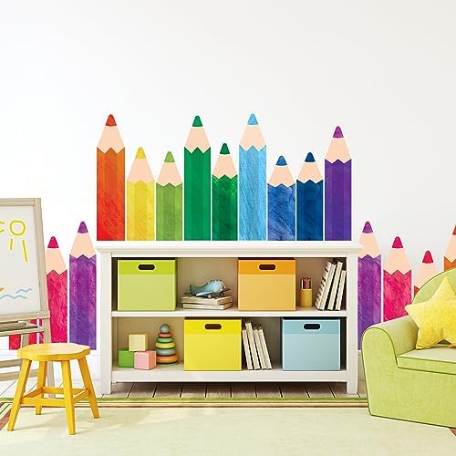 Whaline 8 Sheet Colorful Pencil Wall Decals